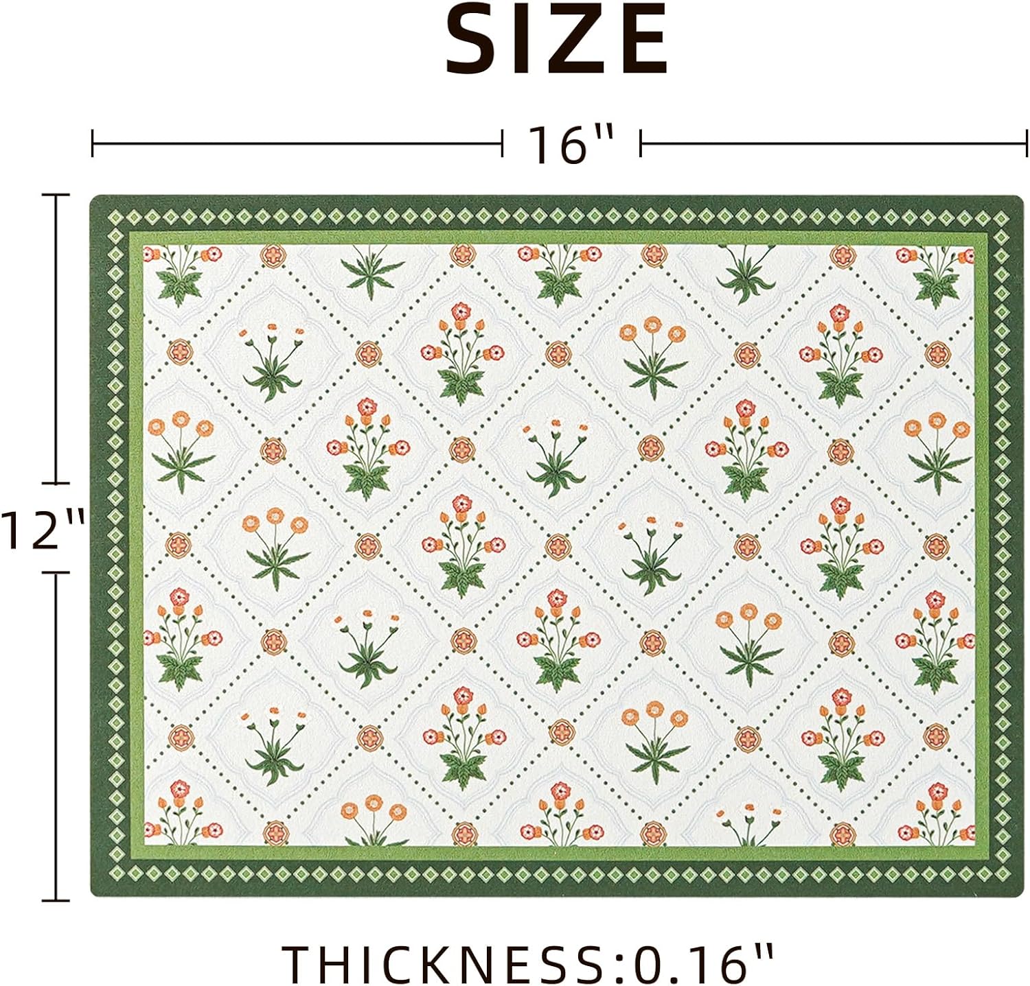 Dish Drying Mat, Diatomaceous Earth Soft Coffee Mat, Absorbent Silicone Dish Drying Mat for Kitchen Counter or Sink for Kitchen Bathroom Coffee Bar (Green, 12 x 16 Inches)