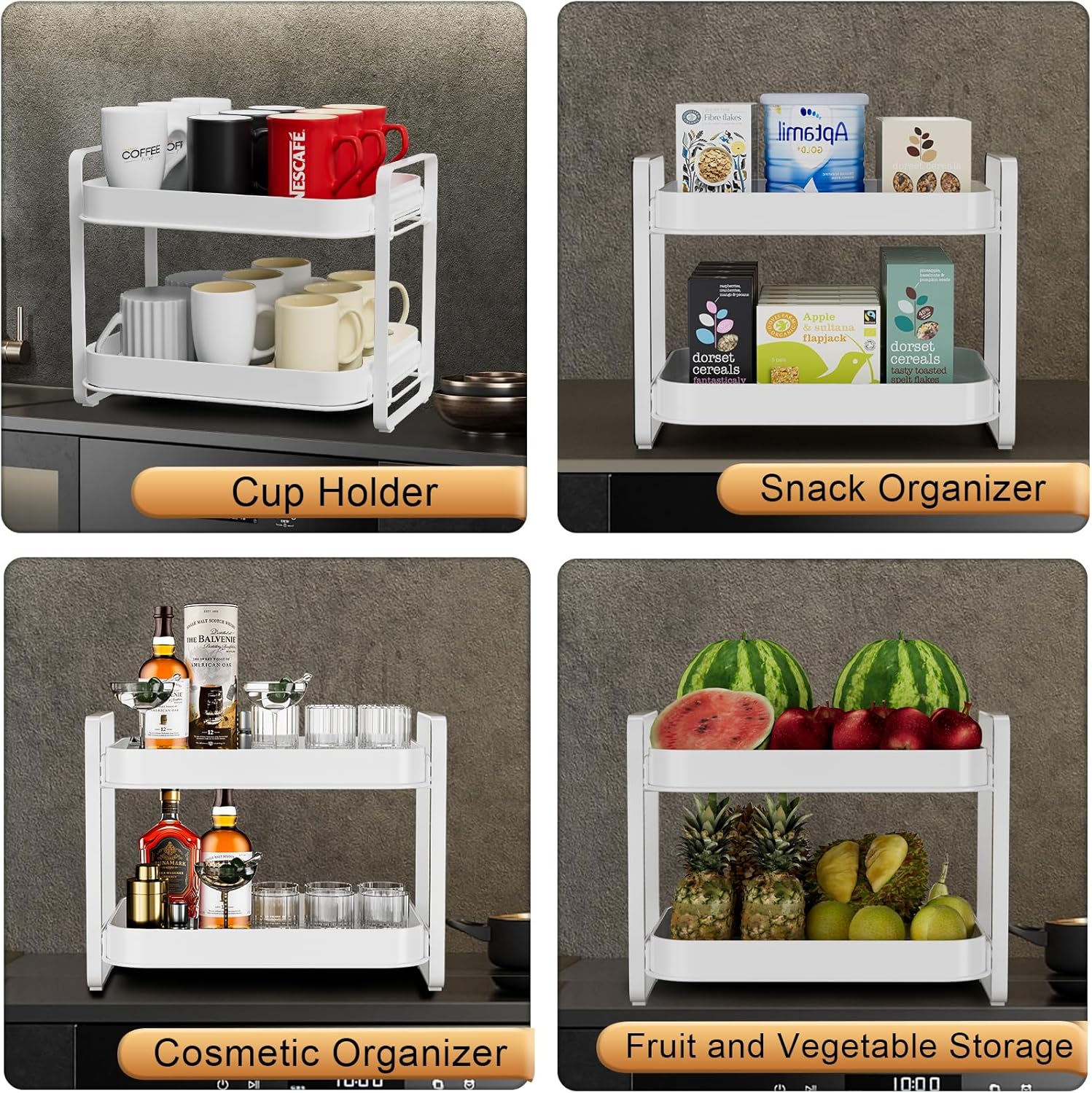 2-Tier Cup Drying Rack & Coffee Bar Accessories with Drying Tray, Coffe Mug Holder Rack for Countertop - Baby Bottle Organizer, Sippy Cup Storage, Tea holder & Glass Cup Organizer