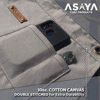 Asaya Chef and BBQ Apron with Bottle Opener and Hand Towel - 10oz Cotton Canvas, Stainless Steel Hardware - Cross Back Straps
