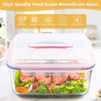 Glass Bread Box Airtight Bread Container, 190oz / 24Cup Large Glass Storage Containers with Lids, Ideal Airtight Food Storage Containers, Roasting Turkey/Chicken/Cookie, Oven&Dishwasher Safe