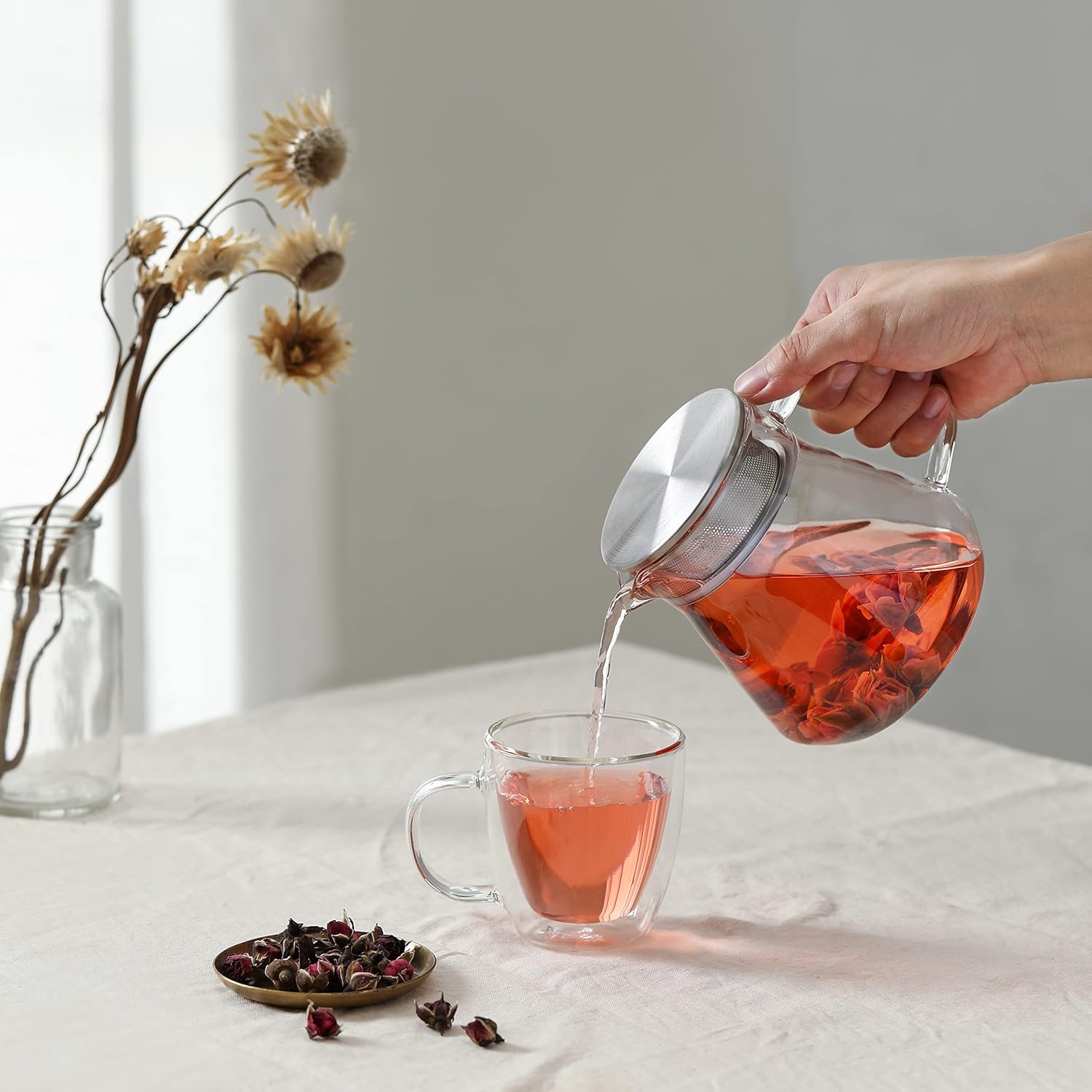 CNGLASS Insulated Espresso Glass Mugs 5.4oz/160ml, Small Clear Coffee Mugs Set of 6, Double Wall Glass Cups with Handle for Tea and Macchiato