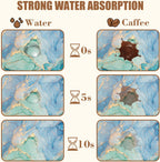 Turquoise and Blue Marble Coffee Mat Absorbent Dish Drying Mat for Kitchen Counter Hide Stain Rubber Backed Coffee Bar Accessories Fit Under Espresso Machine Cafe Table, 15.7 x 23.6 Inch