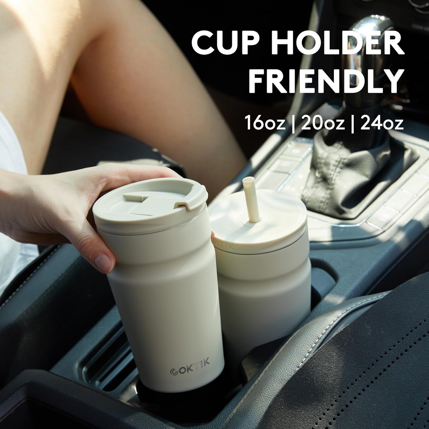 COKTIK 20oz Insulated Tumbler with Lid and Straw 2 Lids (Straw/Flip) Iced Coffee Cup Reusable Stainless Steel Travel Mug Water Bottle Cupholder Friendly for Women Men Her Him (Bay Leaf)