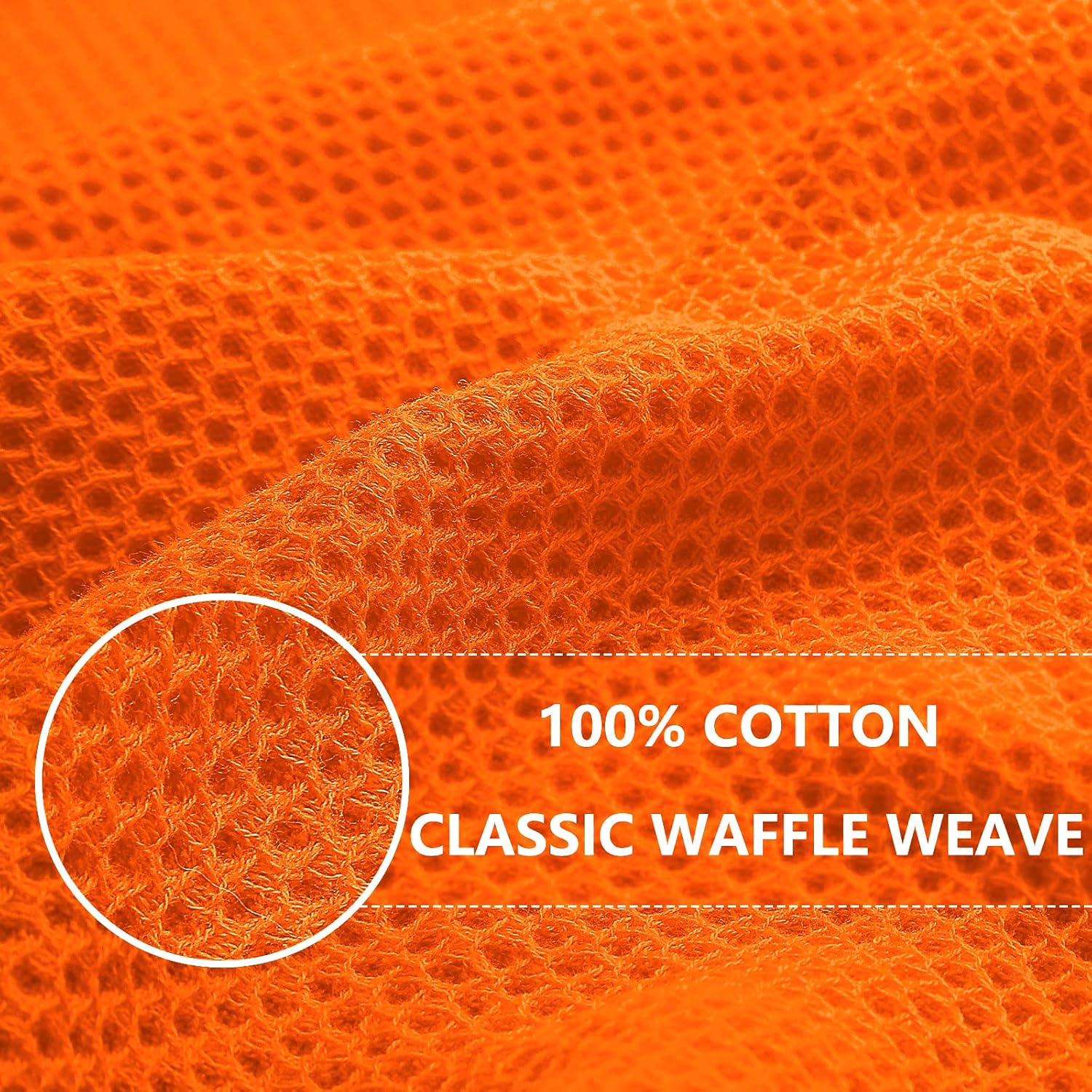 Homaxy 100% Cotton Waffle Weave Kitchen Dish Cloths, Ultra Soft Absorbent Quick Drying Dish Towels, 12 x 12 Inches, 6-Pack, Orange