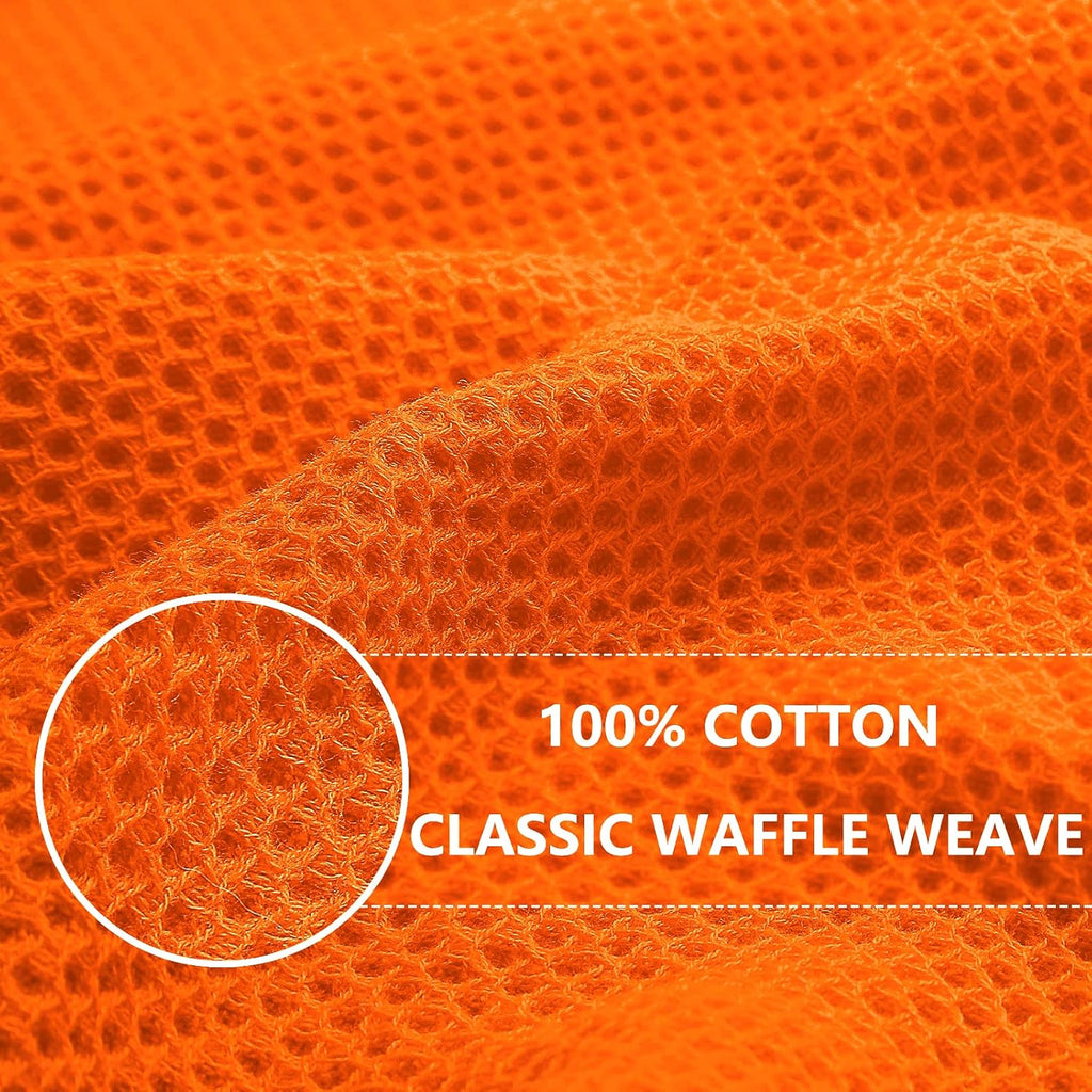 Homaxy 100% Cotton Waffle Weave Kitchen Dish Towels, Ultra Soft Absorbent Quick Drying Cleaning Towel, 13 x 28 Inches, 6-Pack, Orange