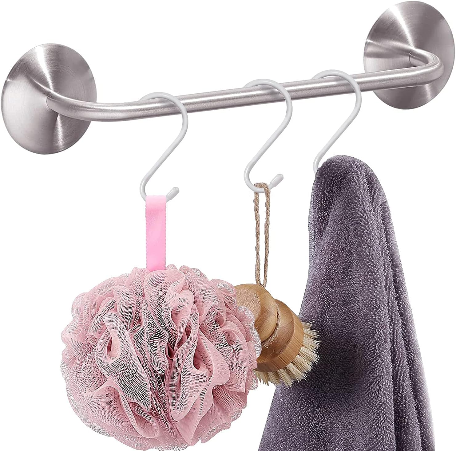 4 Pack Large S Hooks for Hanging Heavy Duty, 6 inch Non Slip Vinyl Coated Metal Closet S Hooks for Hanging Kitchen Utensil Pot Pan Cups Clothes Jeans Towels Hats Bags Plants (White)