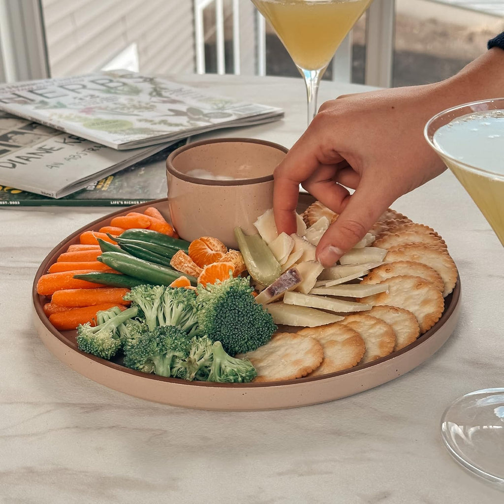 Mora Ceramic Flat Dinner Plates Set of 6, 10.5 in High Edge Dish Set - Microwave, Oven, and Dishwasher Safe, Scratch Resistant, Modern Dinnerware- Kitchen Porcelain Serving Dishes - Chai