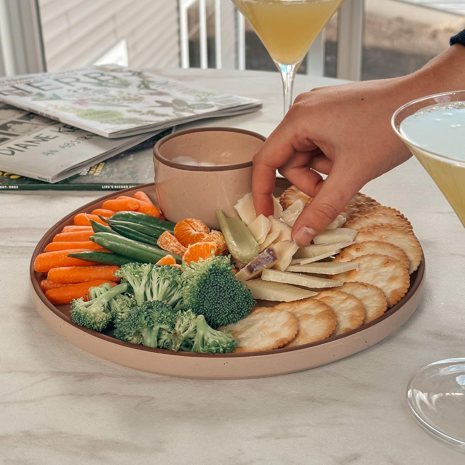 Mora Ceramic Flat Dinner Plates Set of 6, 10.5 in High Edge Dish Set - Microwave, Oven, and Dishwasher Safe, Scratch Resistant, Modern Dinnerware- Kitchen Porcelain Serving Dishes - Chai