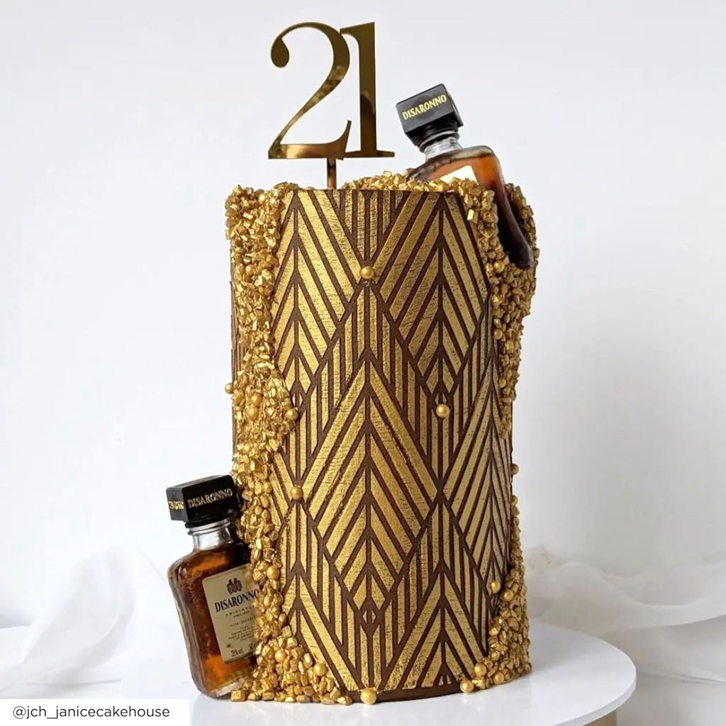 Cake Baking Stencil - Seamless Delicate Pattern for Decorating Tall Double Barrel Cake to Use with Buttercream, Royal Icing, Ganache, Paint, Airbrush (CHEVI)