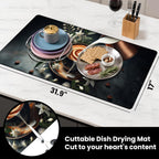 17"x 32" Coffee Bar Mat, Coffee Latte Art Absorbent Dish Drying Mat Cuttable Hide Stain Draining Table Pad for Kitchen Counter, Coffee Bar Accessories