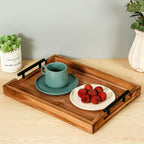 Coffee Table Tray Decorative Nested Vintage Wood Serving Tray Set for Eating, Breakfast, Party, Kitchen, Ottoman,Tea Coffee Table Large Ottoman Trays (Wood, 2pc)