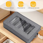 Silverware Storage Box, Flatware Storage, Utensil Storage with Removable Lid and Adjustable Dividers for Organizer Utensils, Cutlery, Flatware, Knives, Large Capacity Gray