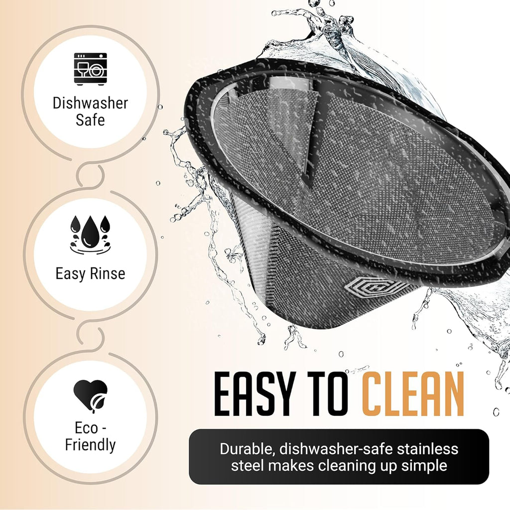 HEXNUB Reusable Coffee Filter for Kalita Wave 185 and OXO 8 Cup Coffee Makers, Stainless Steel Mesh, Durable Metal Filter for Sustainable Brewing – No more Paper Filters