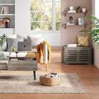 DINZI LVJ Wall Shelves, 23.6 x 7.9 x 6.1 Inch Floating Shelves for Wall, Set of 2, Easy-to-Install Wall Storage Ledges with Sturdy Metal Brackets for Living Room, Bathroom, Kitchen, Gray Wash