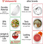 Set of 6 Stackable Space-Saving Nesting Glass Bowls with BPA Free Lids for Foodprep, Storage, Baking, Mixing & Cooking, Microwave Safe - Durable Inert Borosilicate Glass