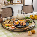 Lazy Susan Turntable Organizer for Table Top, 24’’ Round Wooden Lazy Susan for Cabinet Kitchen Countertop Pantry Dining Coffee Table for Condiments Spices, Rustic Bathroom Vanity Tray for Soap Candle