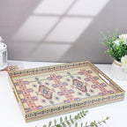 Spsyrine Serving Tray with Handles, Plastic Decorative Tray for Coffee Table, Living Room, Home Decor, 3040N