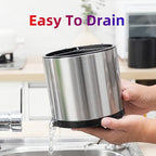 Kitchen Utensil Holder Extra Large 360°Rotating For Counter Organizer Stainless Steel Storage Cooking Silverware Caddy 3 Compartment Flatware Spoon Spatula Tool Cutlery Container