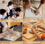 MECCANIXITY 8Pcs Pottery Teaching Rolling Mud Stick Guides, 13" x 0.8" Wood Clay Roller 3 5 7 10mm Thick Ceramic Tools Strips Rolling Guides for Clay Thickness DIY Craft