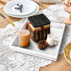 Wooden Decorative Tray, Small Serving Tray with Wood Bead, Farmhouse Big Tray for Ottoman, Countertop, Coffee Tabl, 13" x 13"x 1.6" (Retro White)