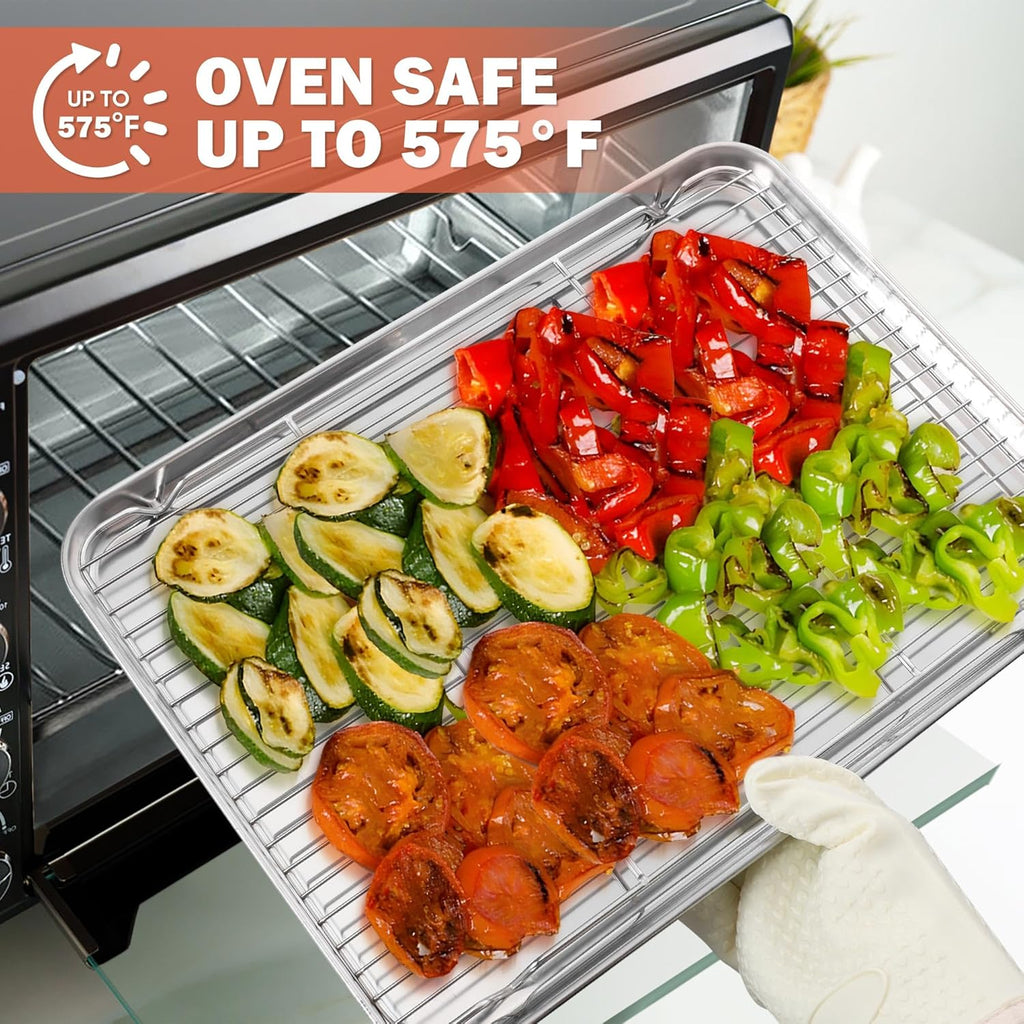 Cooling Racks for Cooking and Baking, Homikit 16.6”*11.5” Large Stainless Steel Wire Rack for Oven Cooking Roasting Grilling Drying, Cookie Bacon Pizza Mesh Cooling Racks, Dishwasher Safe, 2 PCS