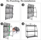 Uten Standing Spice Rack 3 Tier Metal Foldable and Durable Kitchen Rack for Countertop Kitchen Bathroom, Shelf Organizer, Standing Stainless Steel Tiered Shelf