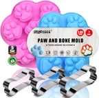 Puppy Dog Paw Bone Silicone Chocolate Moulds，Silicone Dog Treat Mold - 5 Pack