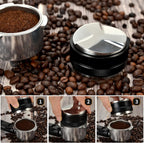 58mm Espresso Distributor & Tamper, Coffee Distributor Adjustable Height, Coffee Leveler Fits with Two-in-one Double-head and Flat-bottom Three Leaf for Macaroons