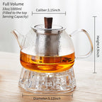 34OZ/1000ml Glass Teapot with Stainless Steel Infuser, Drip-Free Spout, and Wooden Knob Lid – Stovetop Safe Borosilicate Tea Kettle for Loose Leaf and Herbal Tea Brewing