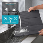 Extral Large Quick Dry Stone Drying Mat for Kitchen Counter,28x16 Inch Collapsible Eco-Friendly Absorbent Diatomaceous Earth Mat for Dishes Cups (Deep Gray-Upgraded Version, 24x16 inch)