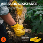 Vgo 3-Pairs Unlined Cow Grain Leather Work and Driver Gloves with Cow Split Leather Palm Patch (Size XXL, Gold,CA9590)