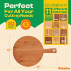 Riveira Brown Bamboo Wood Cutting Board – Gourmet Bamboo Grandeur: 17 x 12 Wooden Cutting Board – Wooden Cutting Boards For Kitchen Decorative – Innovative Juice Grooves Wooden Chopping Board