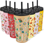 BJPKPK 18oz Tumbler With lid And Straw Stainless Steel Travel Coffee Mug Insulated Tumblers Cups,Spring Party Brown