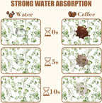 Eucalyptus Leaves Dish Drying Mat for Kitchen Counter Bar Mat Hide Stain Absorbent Rubber Backed Coffee Mat Coffee Maker Espresso Machine Accessories 11.8 x 19.7 Inch