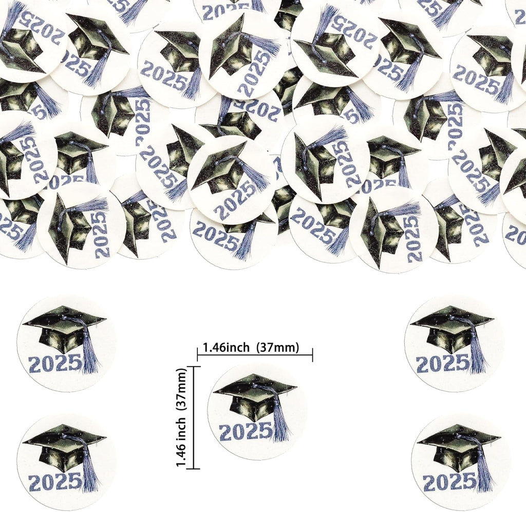 Gyufise 48Pcs Edible 2025 Graduation Cap Cupcake Toppers Wafer Paper Class of 2025 Grad Cap Cupcake Picks for 2025 Graduation Theme Party Cake Decorations Supplies Purple