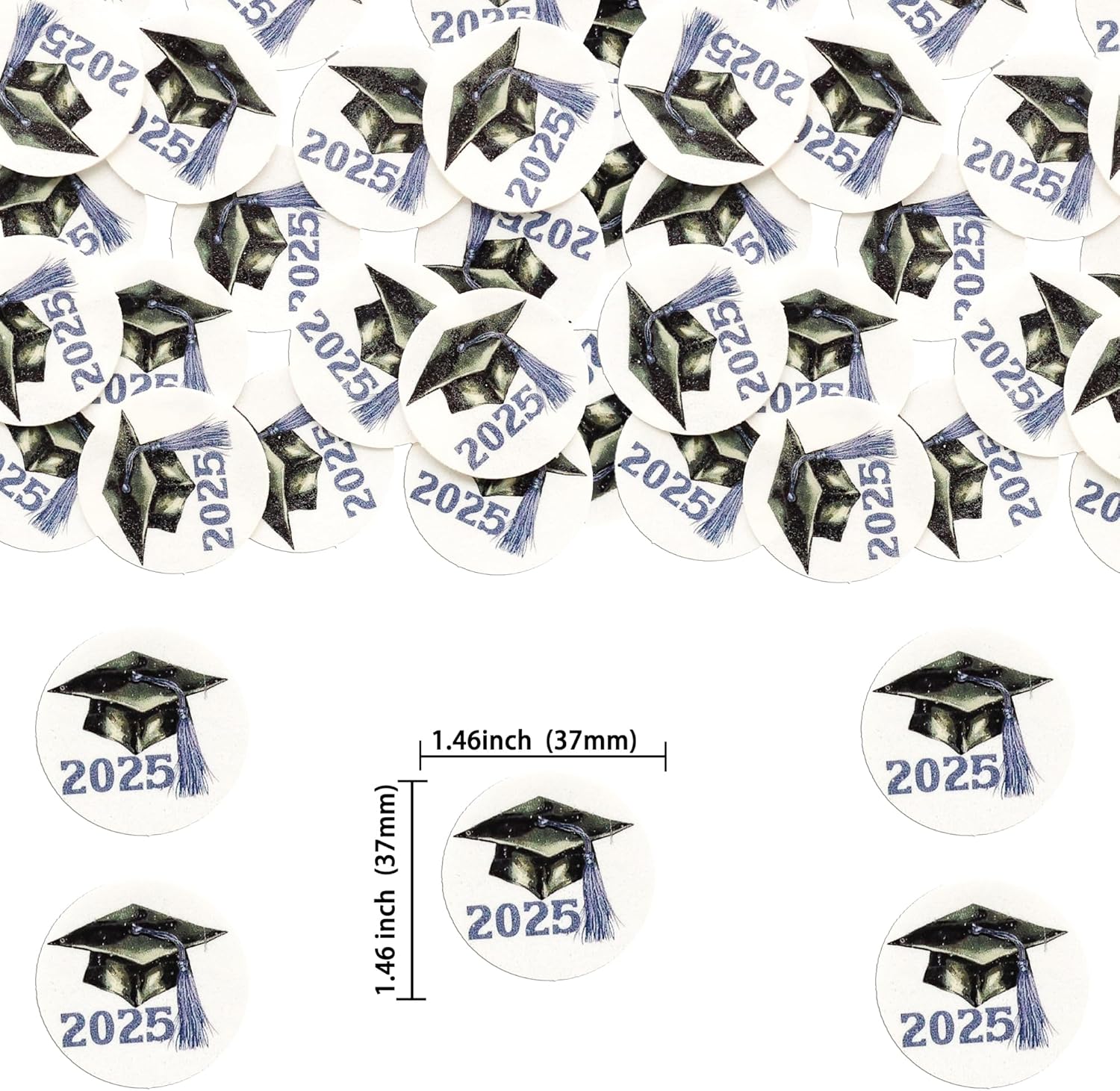 Gyufise 48Pcs Edible 2025 Graduation Cap Cupcake Toppers Wafer Paper Class of 2025 Grad Cap Cupcake Picks for 2025 Graduation Theme Party Cake Decorations Supplies Purple