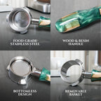 54mm Bottomless Portafilter Modern Handle – Includes Stainless Steel Naked Basket – Fits Breville Barista Express & 54mm Breville Espresso Machines - Espresso Machine Accessories – Green