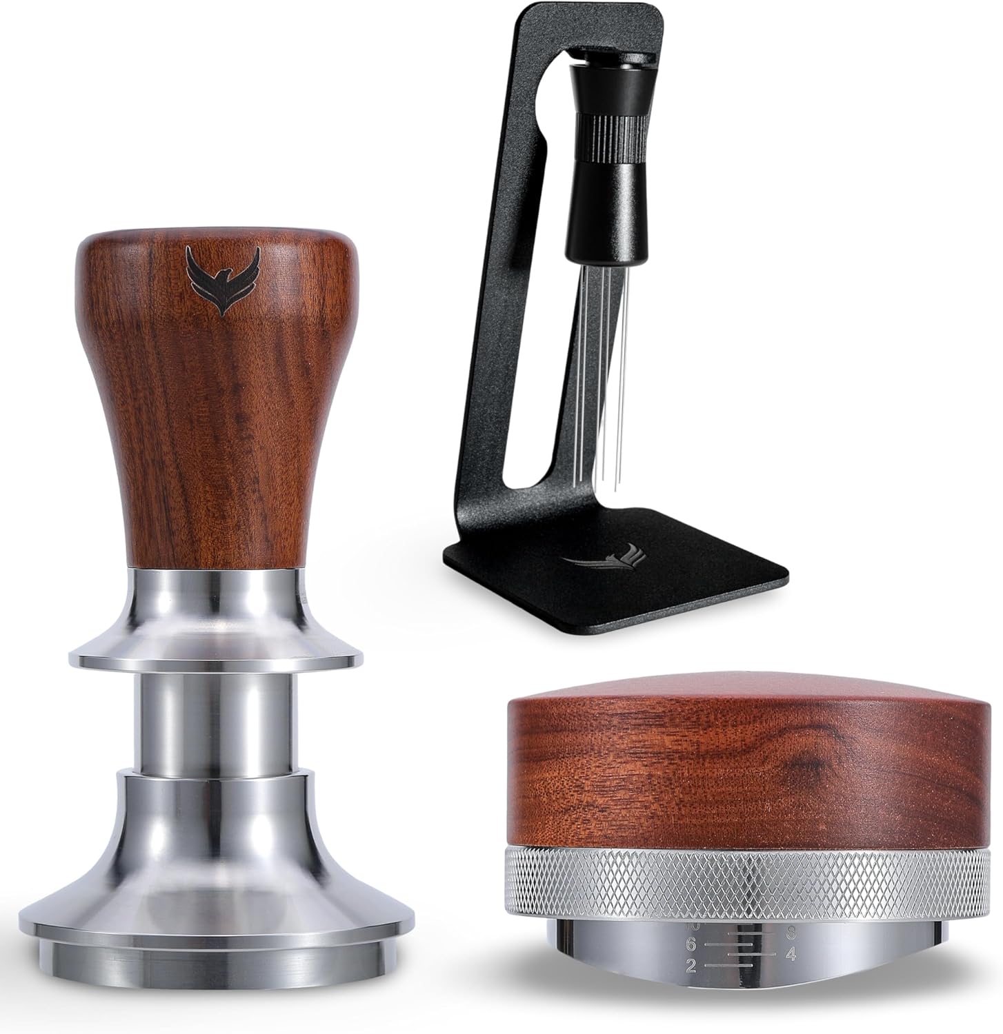 Professional Espresso Tool Set for La Pavoni - 51.5mm Calibrated Tamper, Wooden Coffee Distributor, and WDT Needle Tool - Perfect for Baristas and Coffee Aficionados