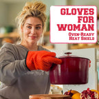 KITCHEN PERFECTION Silicone Smoker Oven Gloves For Women -Extreme Heat Resistant BBQ Gloves -Handle Hot Food Right on Your Smoker Grill Fryer|Waterproof Oven Mitts Grill Gloves |Superior Set+3 Bonuses