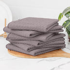 Homaxy Microfiber Waffle Weave Kitchen Towels, 16 x 28 Inch Ultra Absorbent and Solid Color Dish Towels, 4 Pack, Coffce