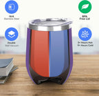 DOMICARE Stainless Steel Wine Tumbler Bulk with Lid, Personalized Insulated Tumblers Set, 12oz Travel Coffee Cups Pack of 8, Purple