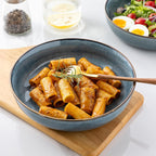 GBHOME 9'' Large Ceramic Pasta Bowls, 38oz Stoneware Pasta Serving Bowls Set of 4 for Kitchen, Wide Bowls for Fruit,Pasta,Salad,Oatmeal,Meal, Microwave Safe, Reactive Glaze-Space Blue