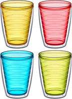 Amazing Abby - Alaska - 16-Ounce Insulated Plastic Tumblers (Set of 4), Double-Wall Plastic Drinking Glasses, Mixed-Color Reusable Plastic Cups, BPA-Free, Shatter-Proof, Dishwasher-Safe