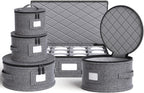 YearningHome China Storage Containers,Hard Shell Box with Felt Dividers for Dishes,Dinnerware,Plates,Mugs,Wine and Glasses,Mugs,Stackable Fine China Storage for Moving and Packing 5 Piece,Grey