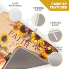 Fall Pumpkin Sunflower Dish Drying Mat 18”x24” Faith Family Fall Drying Mat for Kitchen Counter Absorbent Autumn Orange Pumpkins Thanksgiving Dishes Pad Drainer Mat Protector for Kitchen Fast Dry