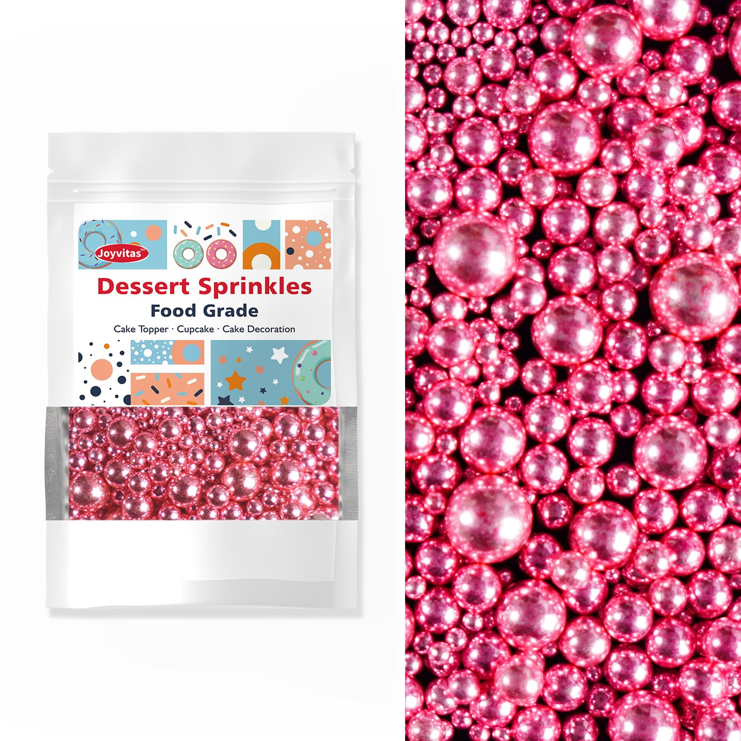 Rose Gold Pearl Sprinkles, Baking Sugar Sprinkles for Cake Decorating, 150g/5.29oz, Mix Size, Cake Decorations, Cupcake, Cookie, Ice Cream Topper, Wedding Party, Christmas Supplies