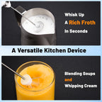 TonJin Milk Frother USB C Rechargeable New Upgraded Handheld Frother Wand with 2 304 Stainless Whisks 1 Stand, 3 Speeds Electric Coffee Whisk Frother for Lattes, Cappuccino, Egg, Matcha, White