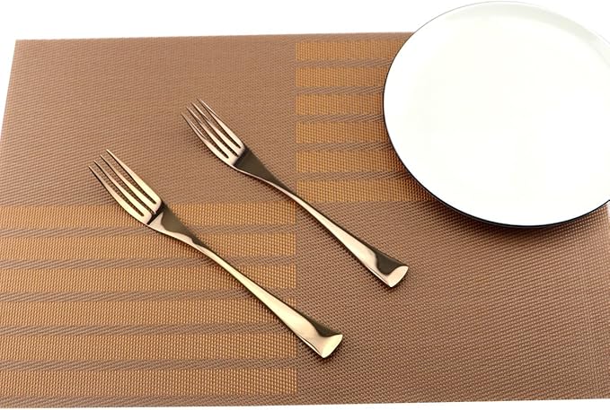 Cutlery Set Rose Gold, 5 Piece Rose Gold Plated Stainless Steel Silverware Flatware Sets, Service for 1