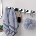 VAEHOLD Hat and Coat Wall Mount Rack - Hooks for Robes, Bags, Keys, and Towels - Bathroom Towel Hanger Organizer (Polished Chrome, “T“ Shape 5 Hooks 2 Pack)