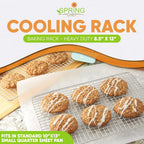 Spring Chef 8.5" x 12" Stainless Steel Cooling Racks, Wire Rack for Baking Sheet - Fits Small Quarter Sheet Pan - Perfect for Cooking, Baking, Grilling, Smoking - Dishwasher Safe - Set of 2